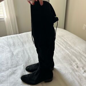Black over the knee tie boots size 8